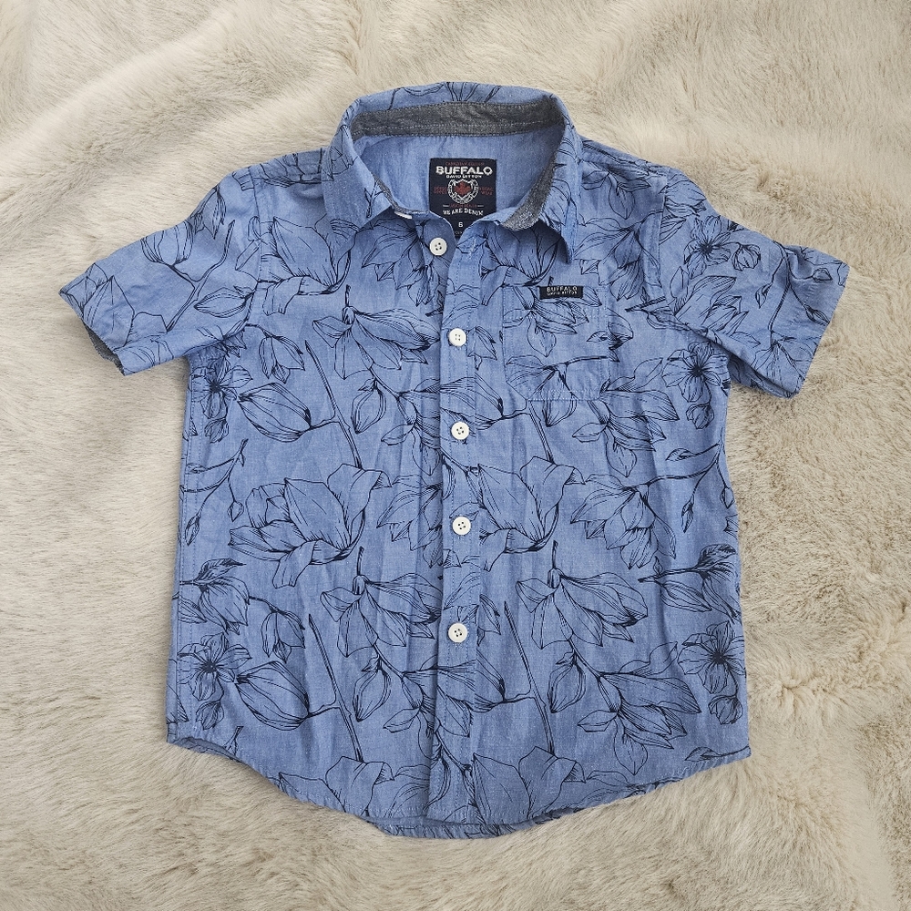 Buffalo Kids Blue Floral Shirt 6